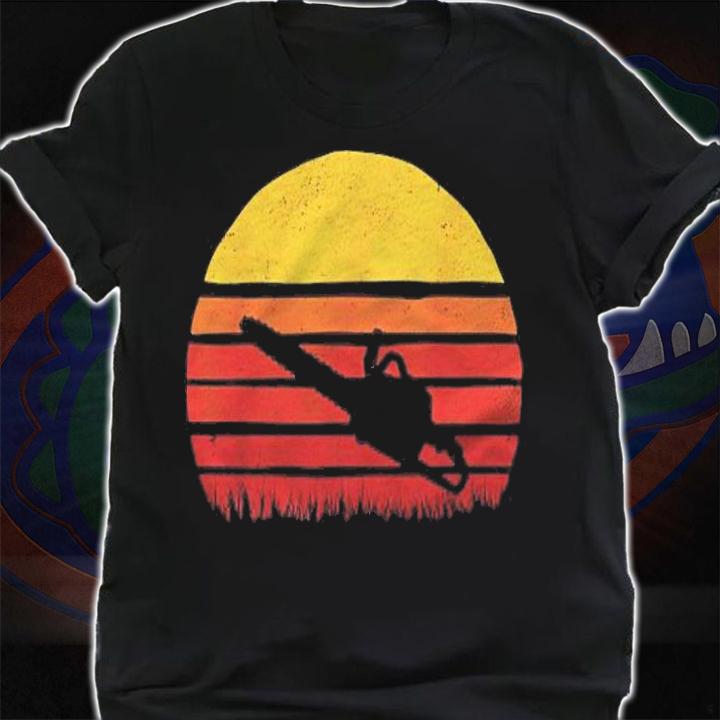 Chainsaw Lumberjack Retro Sunset Silhouette T-shirt shirt