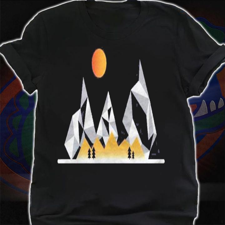Cool Geometric Mountain Design Hiking Camping Shirt