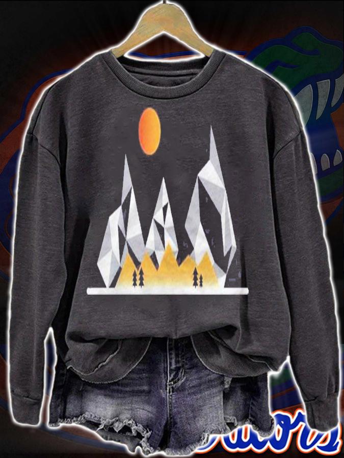 Cool Geometric Mountain Design Hiking Camping Shirt