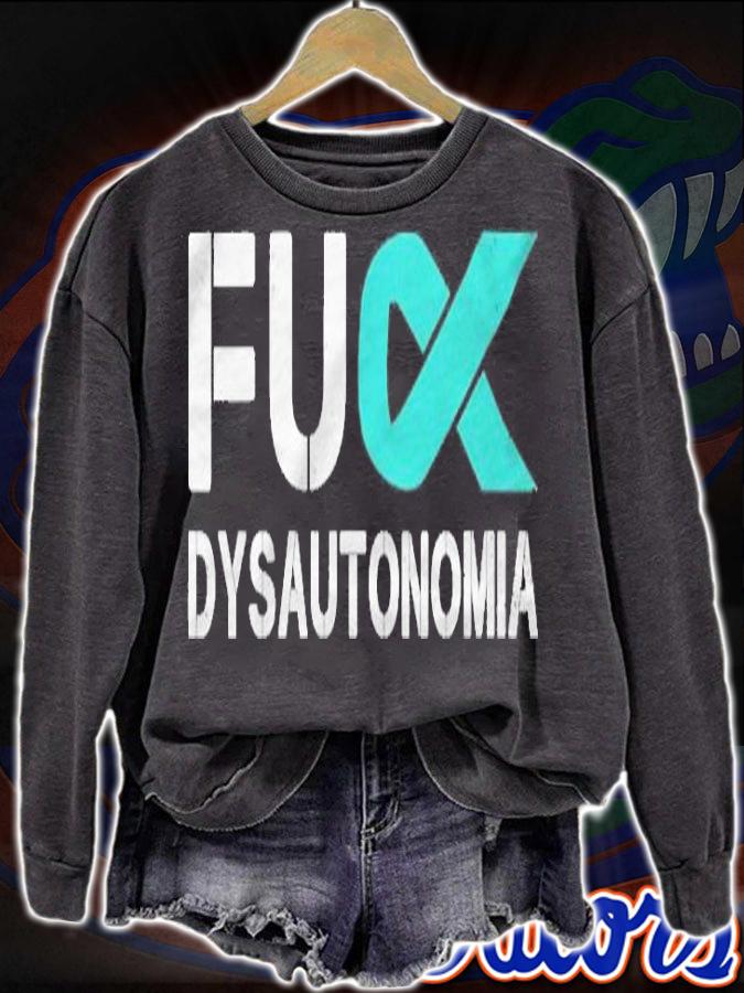 Womens Fuck Dysautonomia Awareness Turquoise Ribbon Survivor Gift T-shirt