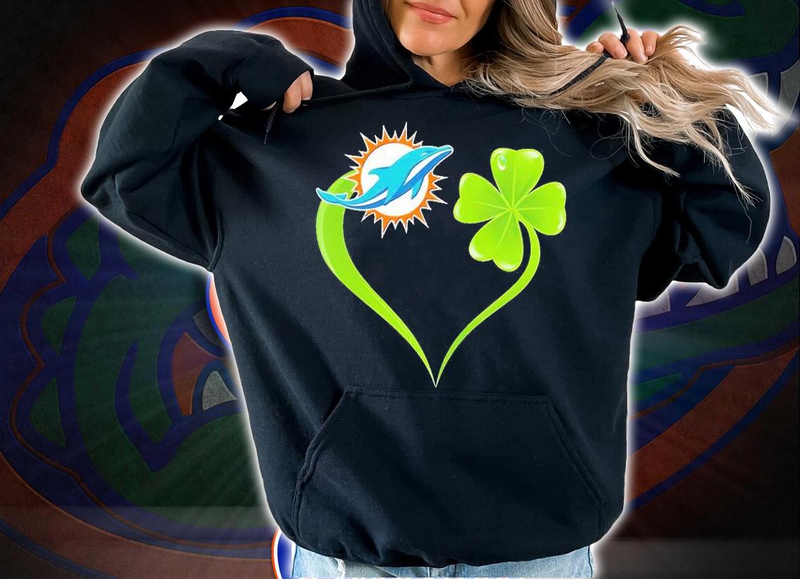 Miami Dolphins Shamrock Heart St Patrick's Day T-Shirt