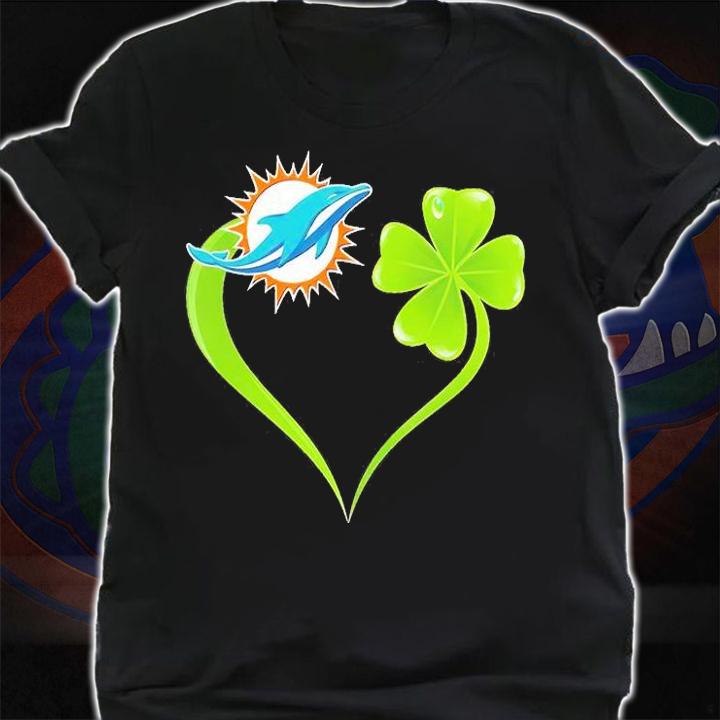 Miami Dolphins Shamrock Heart St Patrick's Day T-Shirt