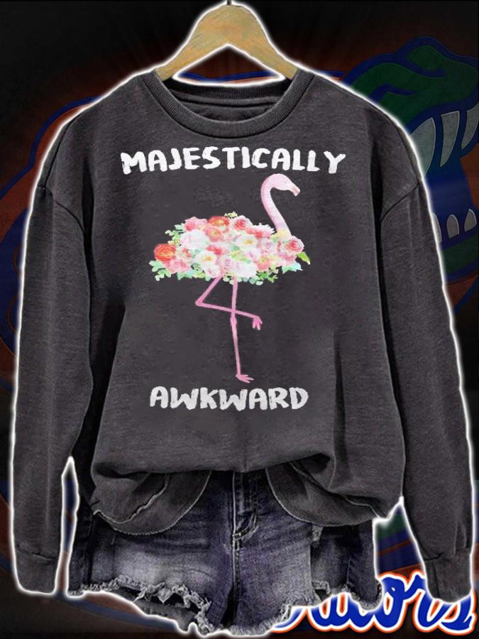 Womens Funny Flamingo Shirt Majestically Awkward Shirt