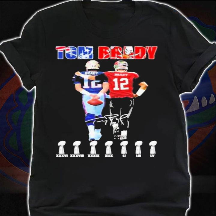 Tom Brady New England Patriot And Tampa Bay Buccaneers Super Bowl Cup Champions Signatures Shirt shirt