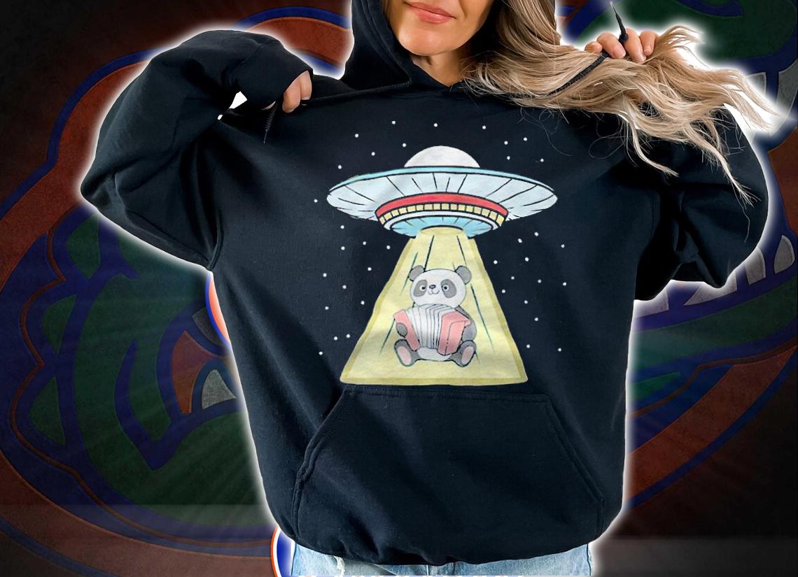 UFO abduction panda musician accordion T-shirt hoodie