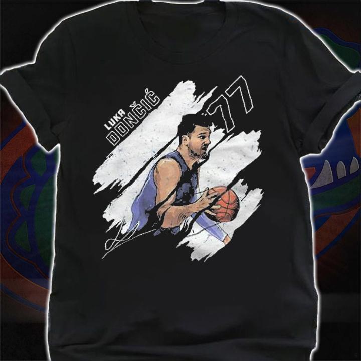 Luka doncic stripes dallas basketball signature shirt shirt