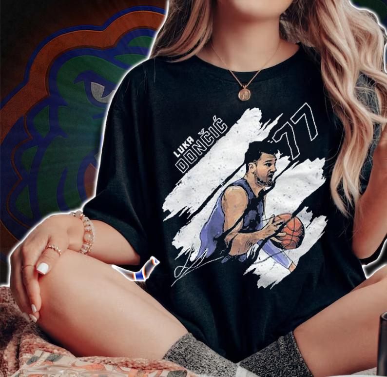 Luka doncic stripes dallas basketball signature shirt woman shirt