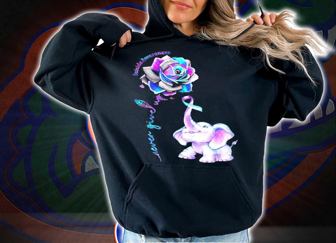 Suicide Prevention Awareness Flower Elephant Ribbon Gift T-Shirt hoodie