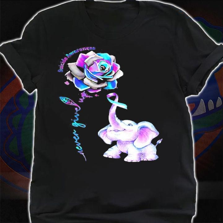 Suicide Prevention Awareness Flower Elephant Ribbon Gift T-Shirt shirt