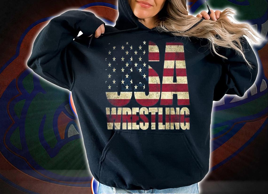 USA Wrestling American Flag Retro T-Shirt hoodie