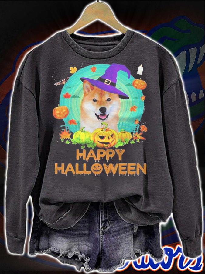Happy Halloween Shiba Inu Dog Witch Pumpkin Cute Scary Shirt