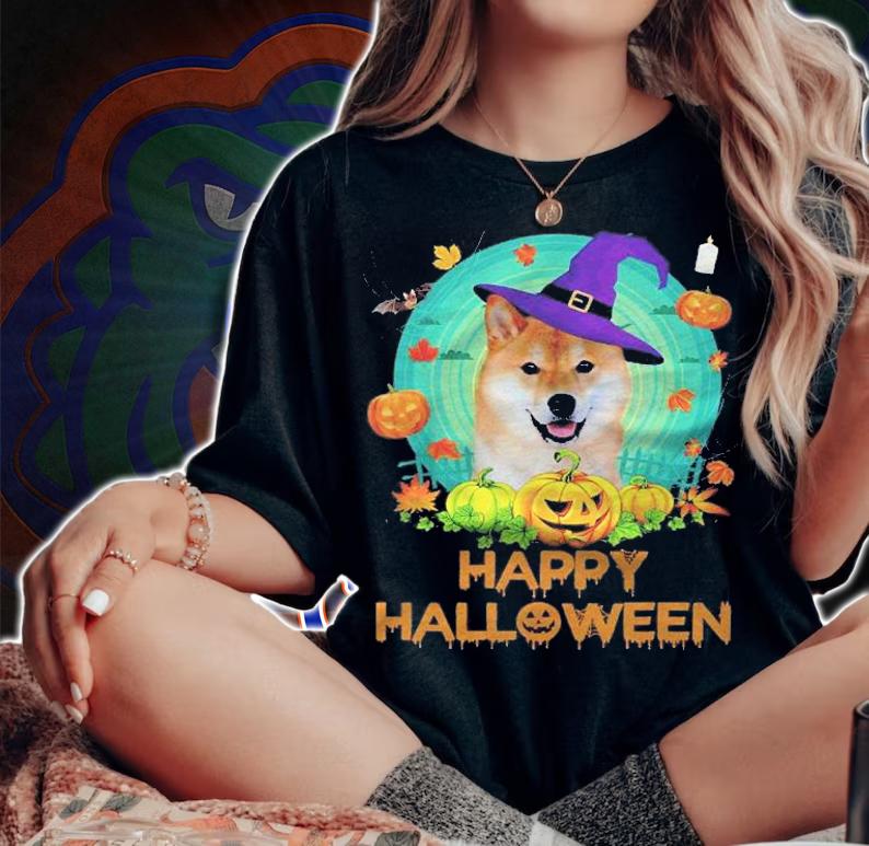 Happy Halloween Shiba Inu Dog Witch Pumpkin Cute Scary Shirt