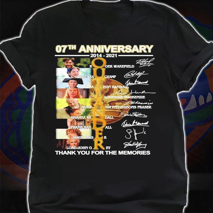 07th anniversary 2014-2021 OUTLANDER signature thank you for the memories t-shirt
