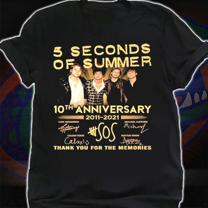 5 Seconds Of Summer 10th anniversary 2011 2021 signatures t-shirt shirt