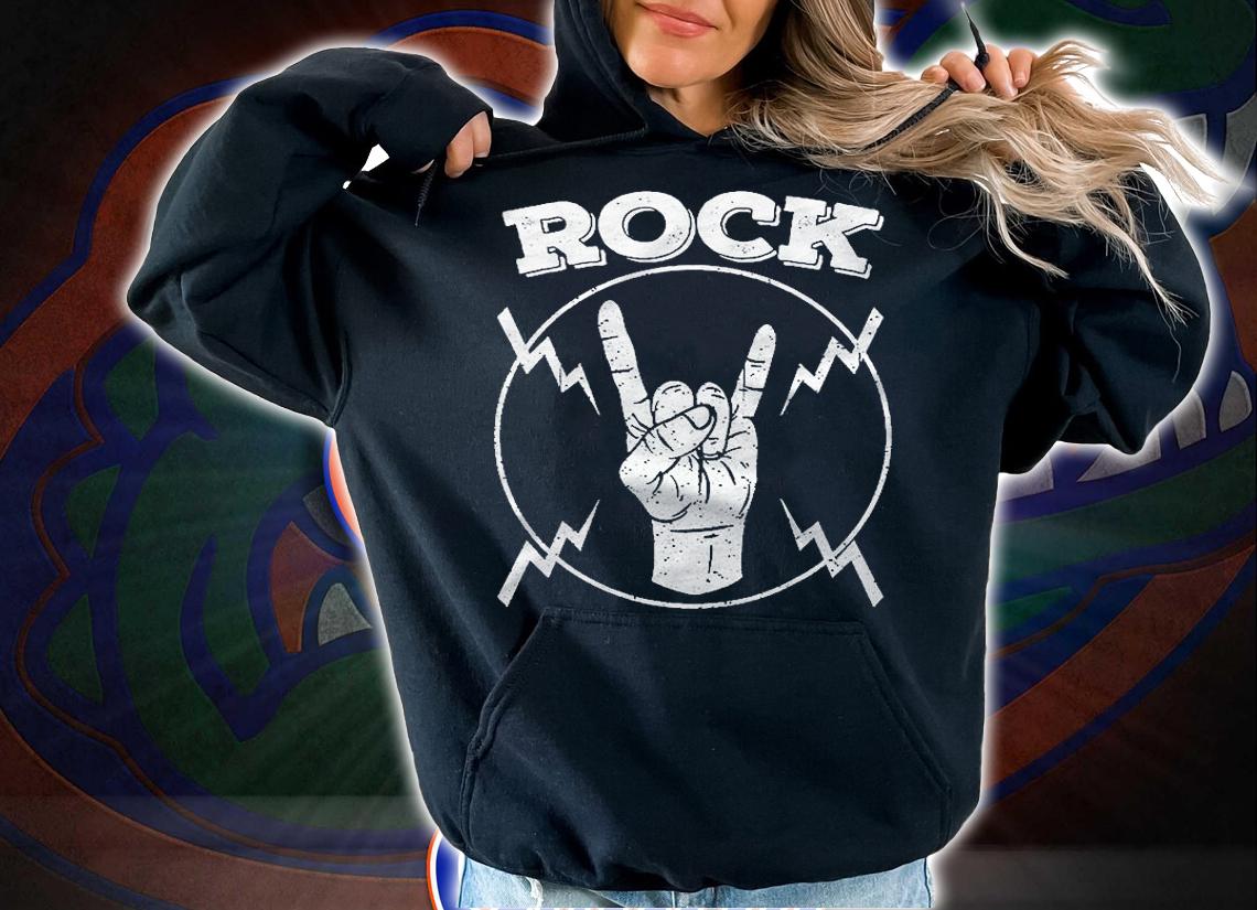 Cool Vintage Rock N Roll Hand Gift Funny Musicians Symbol Shirt