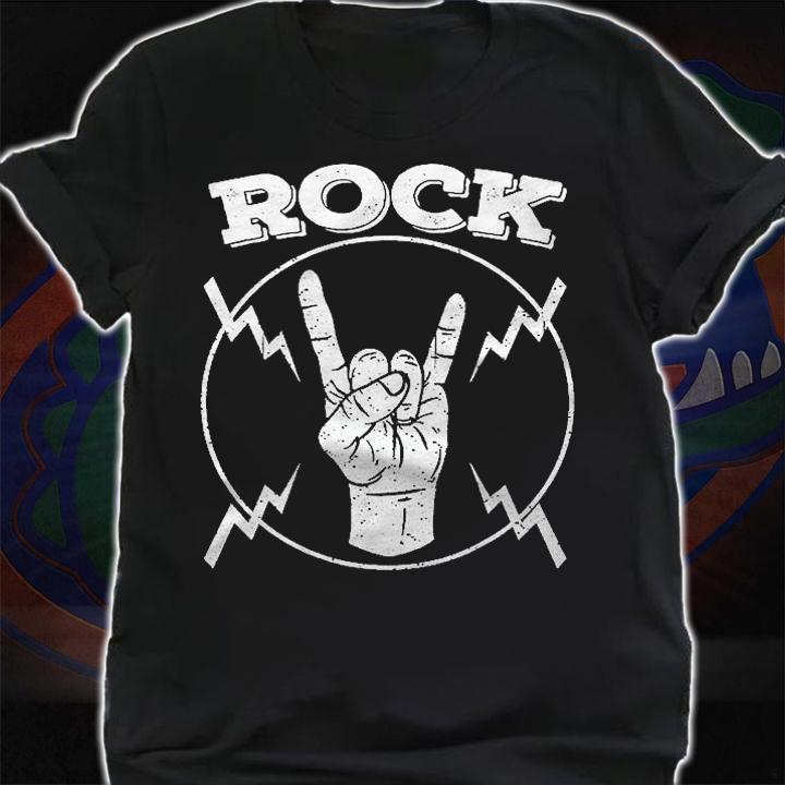 Cool Vintage Rock N Roll Hand Gift Funny Musicians Symbol Shirt