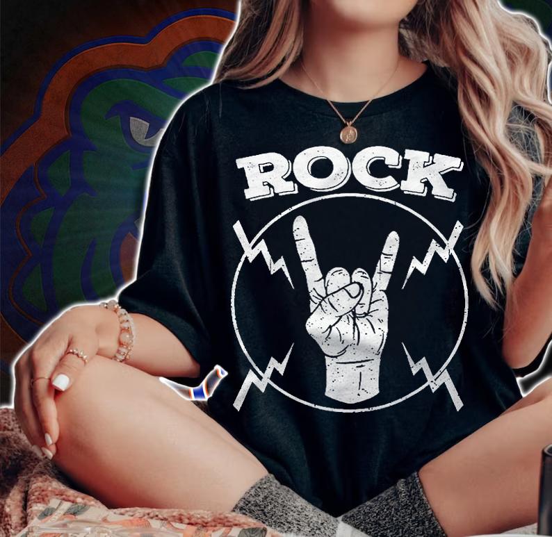 Cool Vintage Rock N Roll Hand Gift Funny Musicians Symbol Shirt