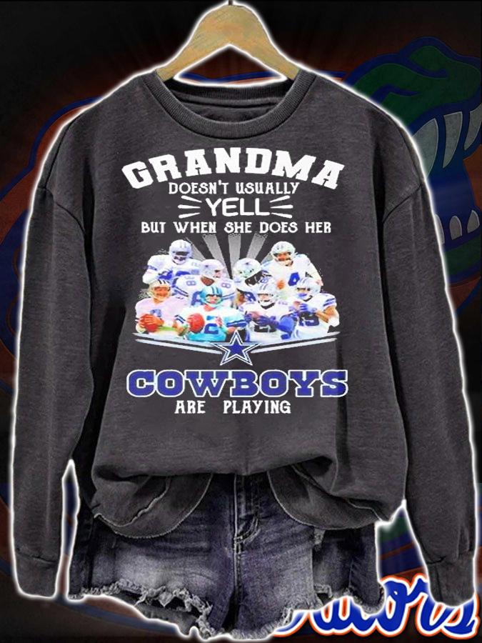 Grandma Doesnt Usually Yell But When She Does Her Dallas Cowboys Are Playing T-Shirt