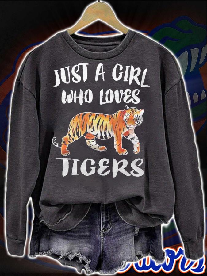 Just A Girl Who Loves Tigers Tiger Animal Lover Gift Raglan Baseball Shirt sweatshirt