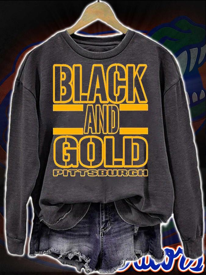 Pittsburgh LYFE Black and Gold True Football Colors T-Shirt sweatshirt