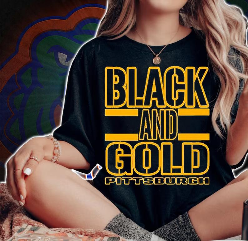 Pittsburgh LYFE Black and Gold True Football Colors T-Shirt woman shirt