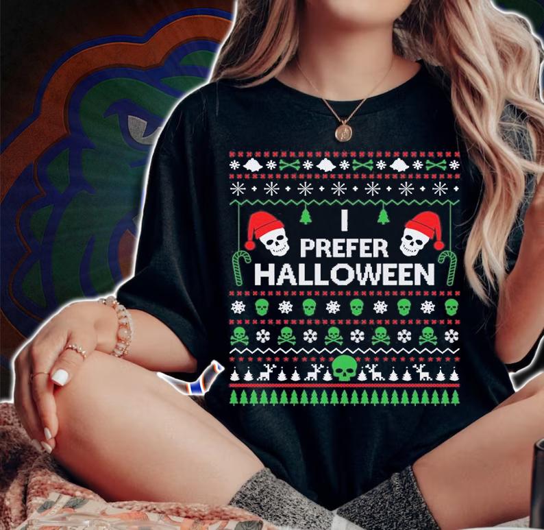 Funny I Prefer Halloween Christmas Santa Claus T-Shirt
