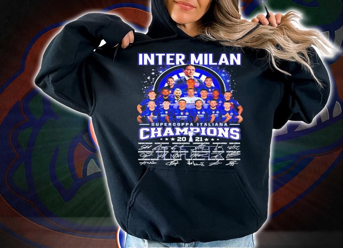 Inter Milan Supercoppa Italiana Champions 2021 Signatures Shirt hoodie
