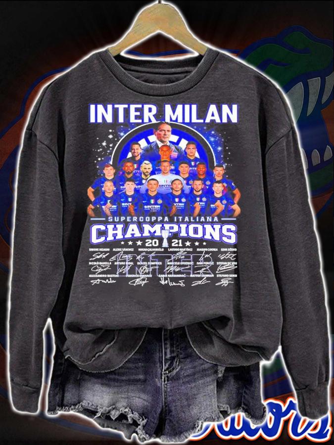 Inter Milan Supercoppa Italiana Champions 2021 Signatures Shirt sweatshirt