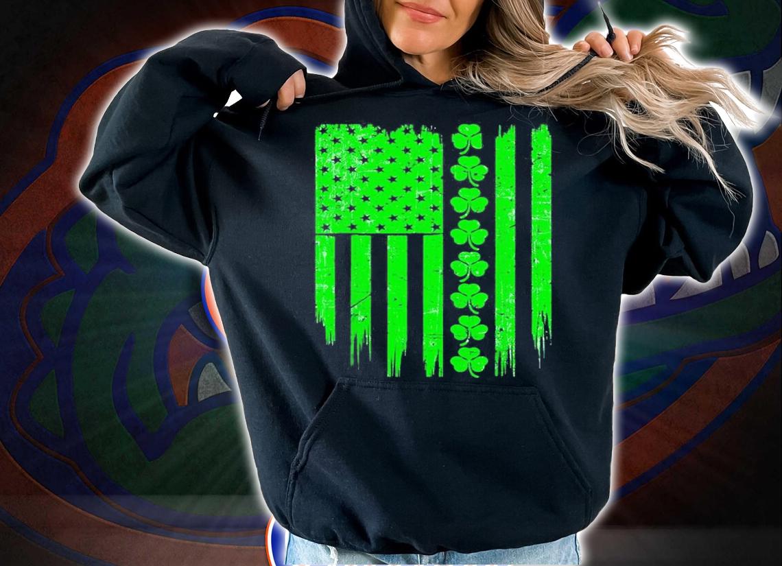 Irish American Flag Shamrock St Patrick's Day t-shirt hoodie