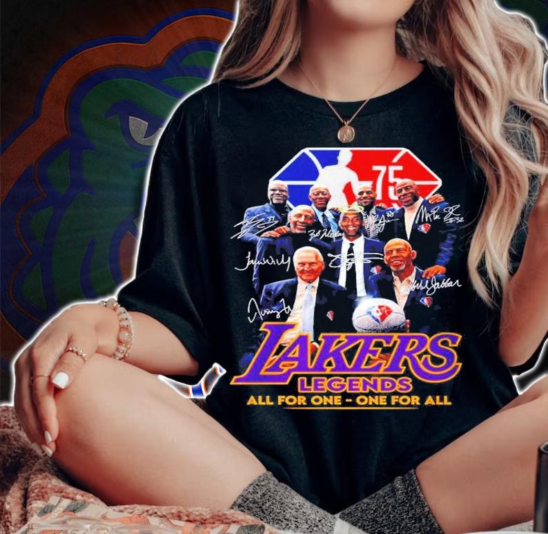 Lakers Legends All For One One For All Signatures Shirt
