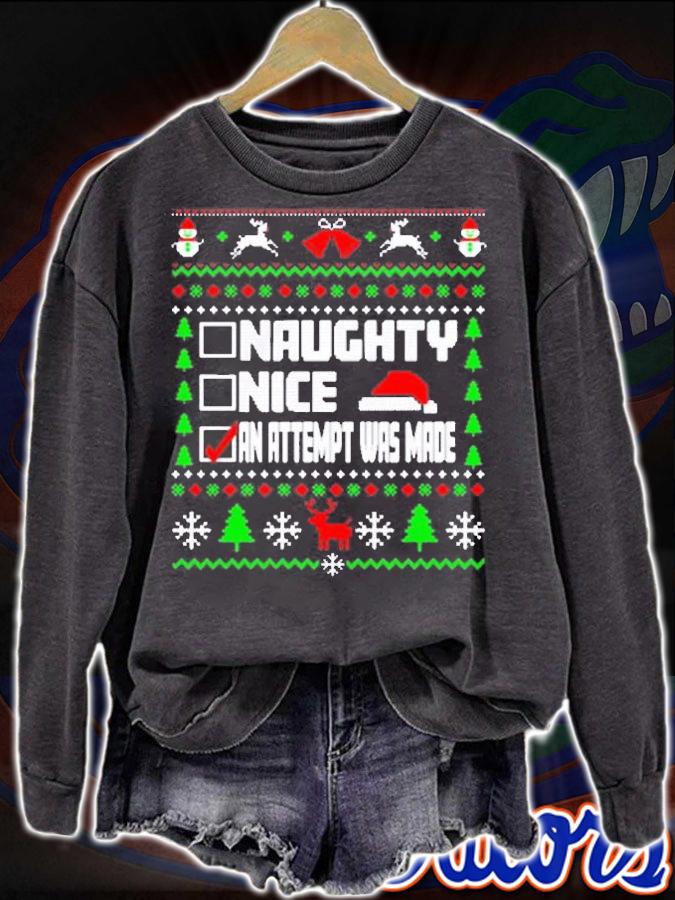 Naughty Nice An Attempt Was Made Sweater Ugly Christmas Shirt