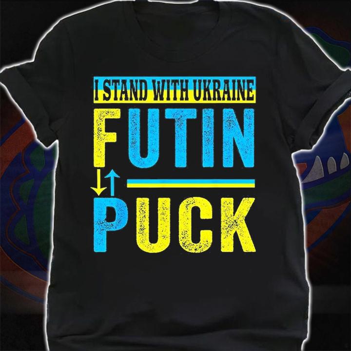 Puck Futin I Stand With Ukraine Flag Support Free Ukraine T-Shirt shirt