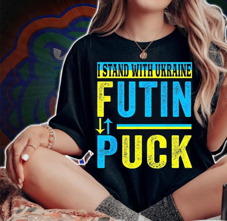 Puck Futin I Stand With Ukraine Flag Support Free Ukraine T-Shirt woman shirt