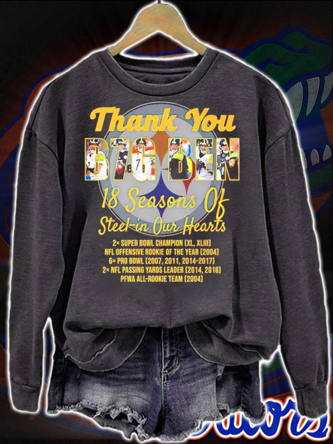 Thank You B7g Ben Long Pittsburgh Steelers 18 Seasons Of Steel-in Our Hearts Shirt sweatshirt