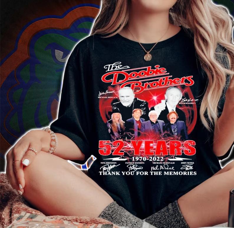 The Doobie Brothers 52 Years 1970-2022 Signatures Thank You For The Memories Shirt