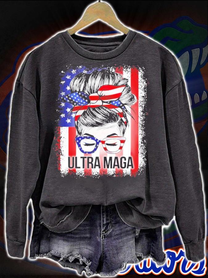 Ultra MAGA Girl American Flag Shirt