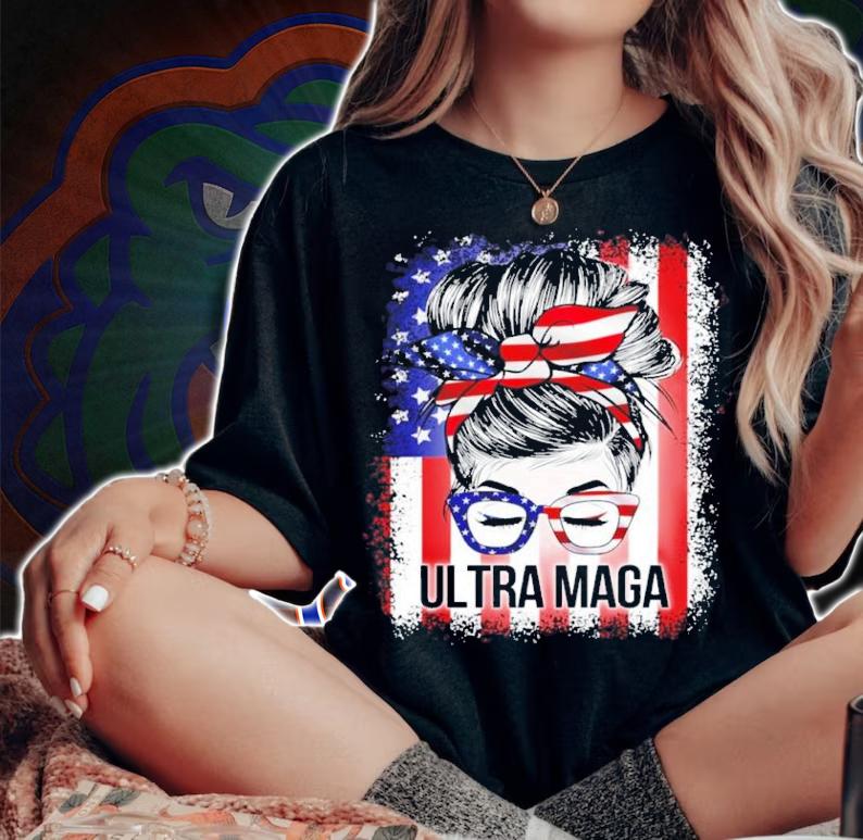 Ultra MAGA Girl American Flag Shirt
