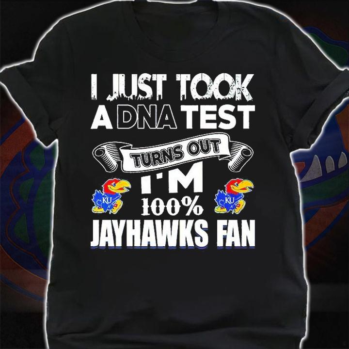 I Just Took A Dna Test Turns Out I'm 100% Kansas Jayhawks Fan T-Shirt shirt