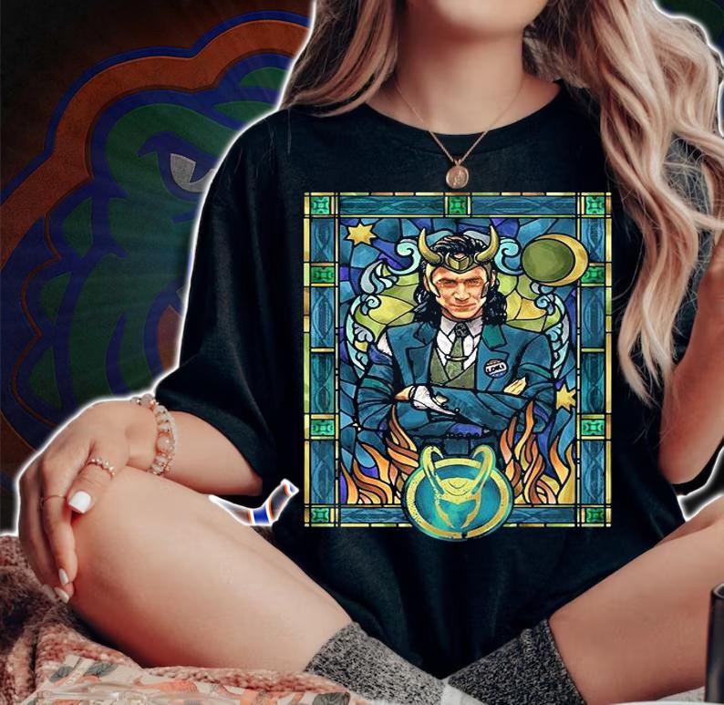 Marvel Studios Loki Stained Glass Loki T-shirt woman shirt