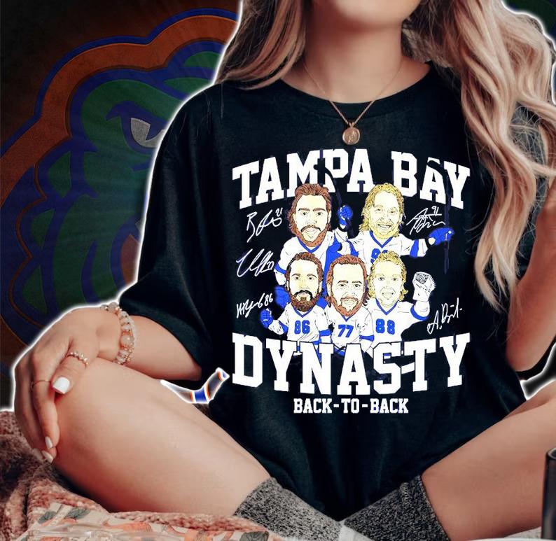 Tampa Bay Dynasty Caricature back to back hockey signature shirt woman shirt