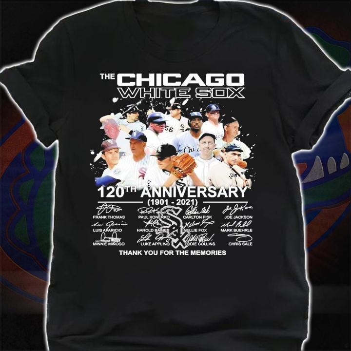 The Chicago White Sox 120th anniversary 1901-2021 signatures t-shirt