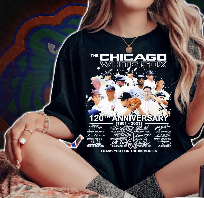 The Chicago White Sox 120th anniversary 1901-2021 signatures t-shirt