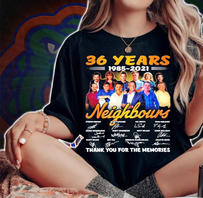 36 years 1985-2021 Neighbours signatures shirt woman shirt
