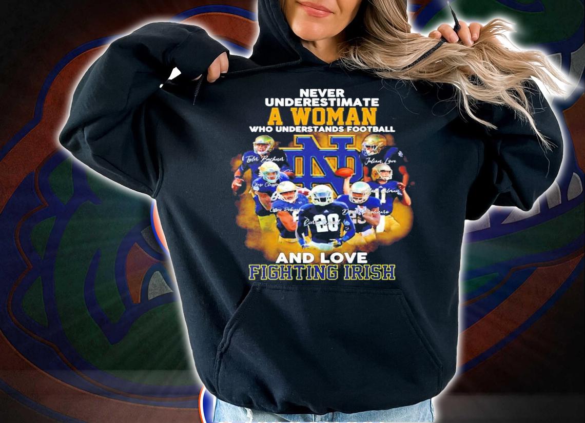 A woman who understands football and love Fighting Irish signatures shirt