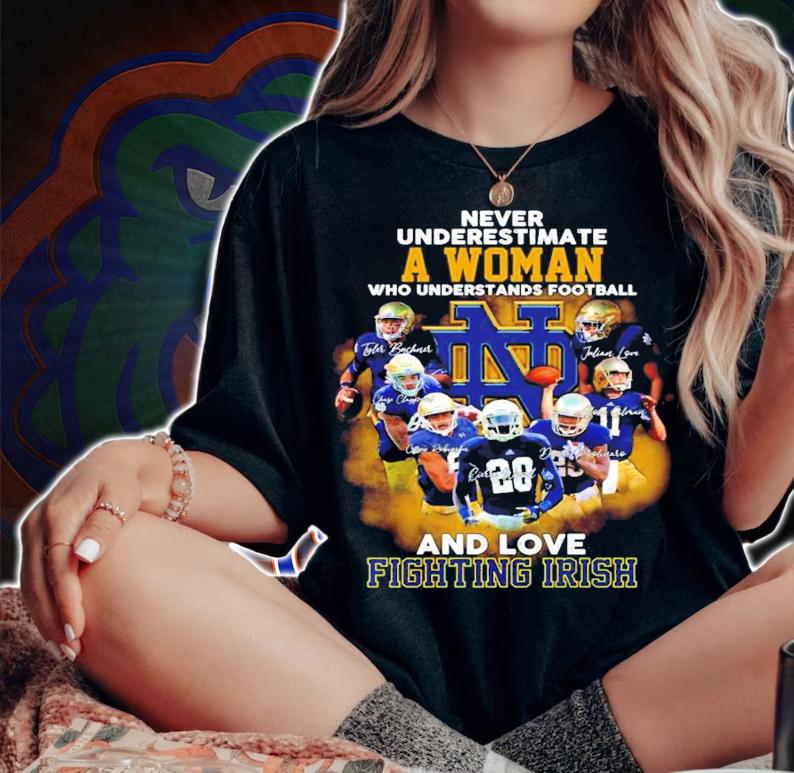 A woman who understands football and love Fighting Irish signatures shirt