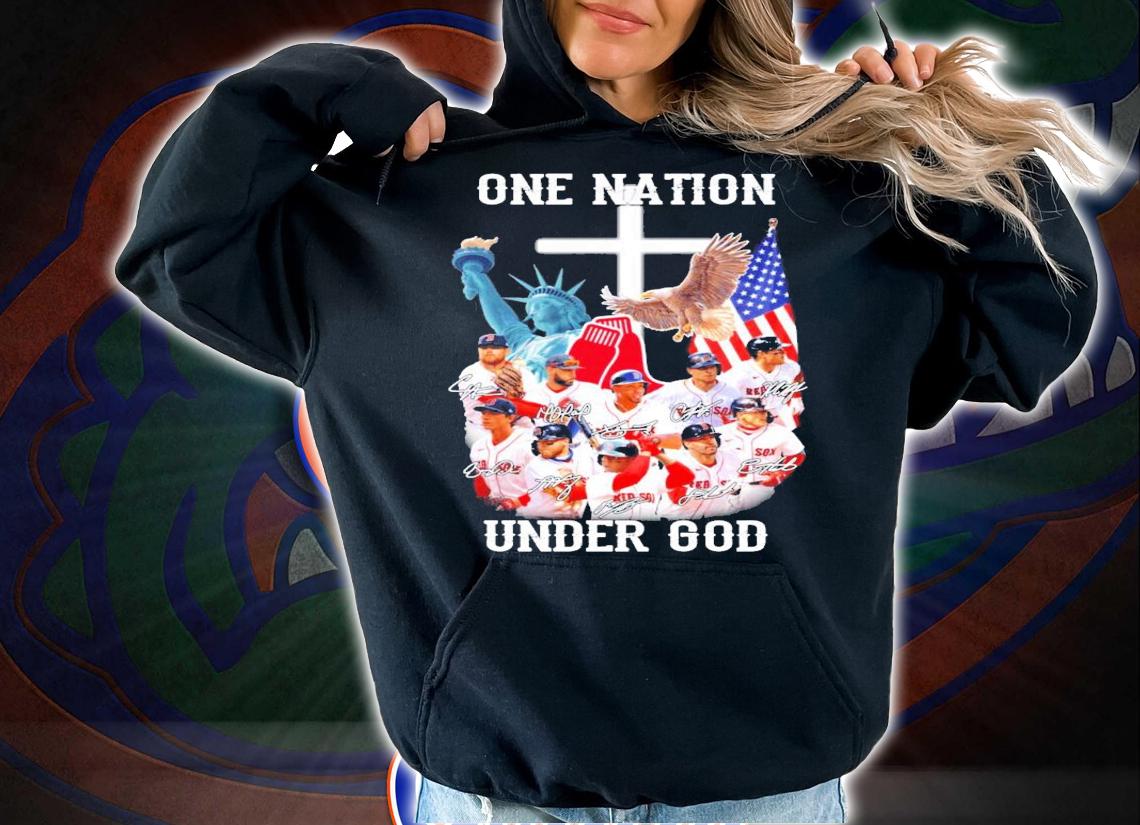 Boston Red Sox one nation under god signatures shirt