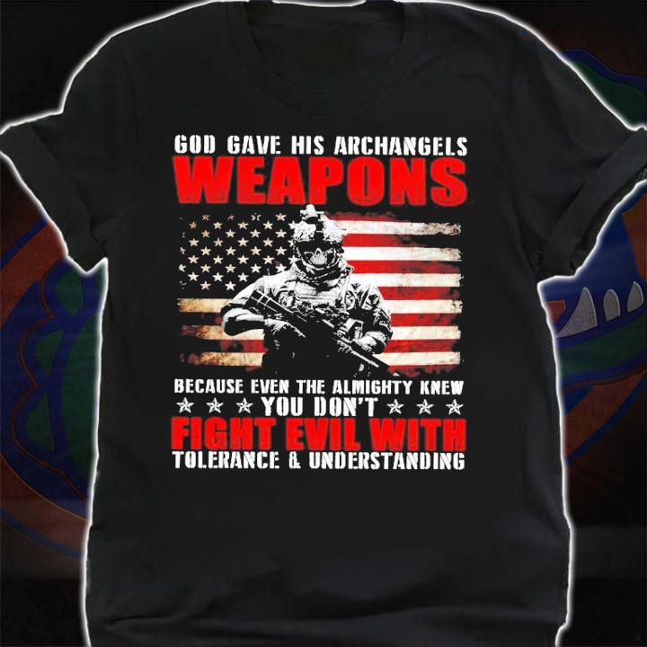 God gave his archangels weapons America flag shirt