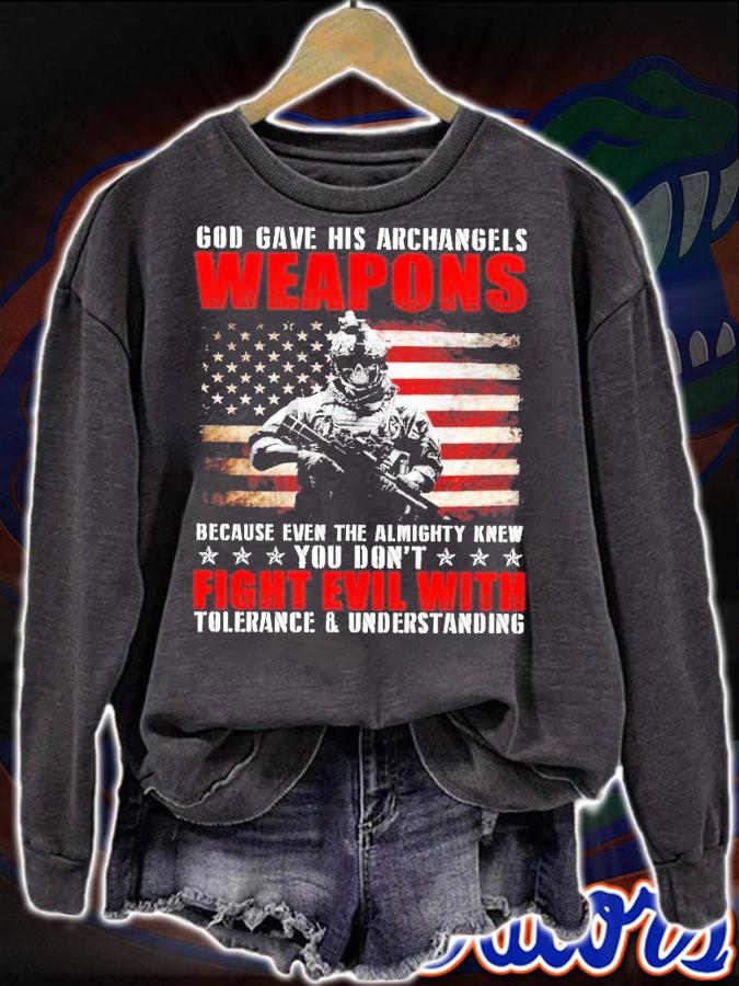 God gave his archangels weapons America flag shirt