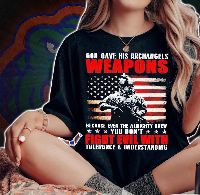 God gave his archangels weapons America flag shirt