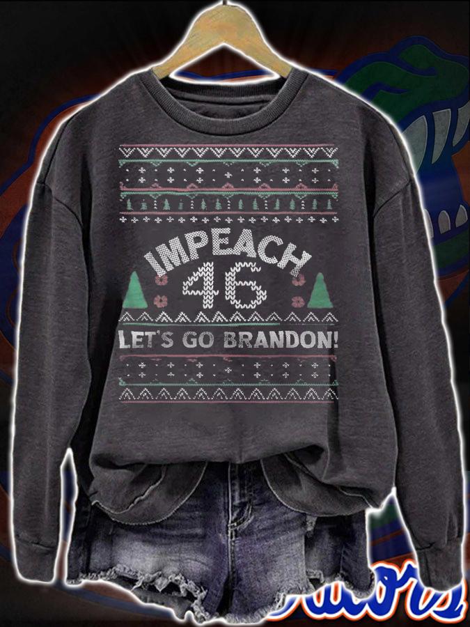 Let's Go Brandon Impeach 46 Anti Biden Ugly Christmas T-Shirt sweatshirt